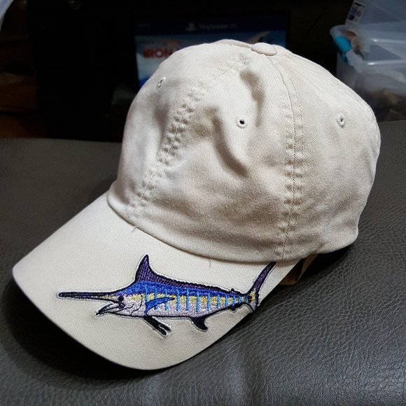 Magic Headwear Vulkan Couplings Embroidered Marlin Adjustable Hat. Swordfish Cap - Picture 1 of 8